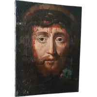 Huile sur toile ancienne "le saint visage de Jésus Christ" Ecce Homo