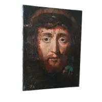 Antique oil on canvas " the holy face of Jesus Christ" Ecce Homo