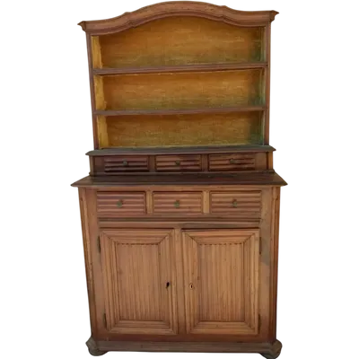 CREDENZA ANTICA PIATTAIA ALZATA CILIEGIO XVIII SECOLO
