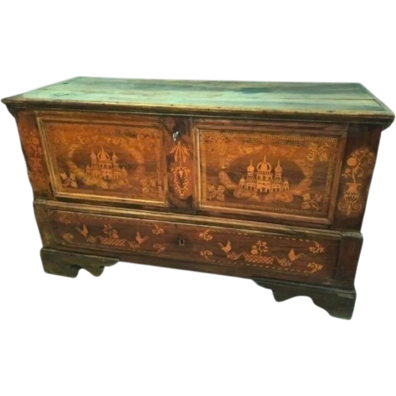 Mobile wedding chest inlaid 18th century Southern Italy