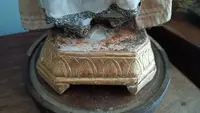 Antique sculpture Madonna or St. Agatha within glass bell