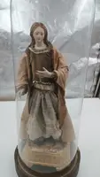 Antique sculpture Madonna or St. Agatha within glass bell
