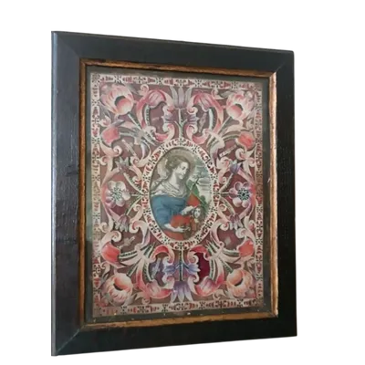Antique reliquary with relics ,monk workmanship 18th century canavet paer-roules