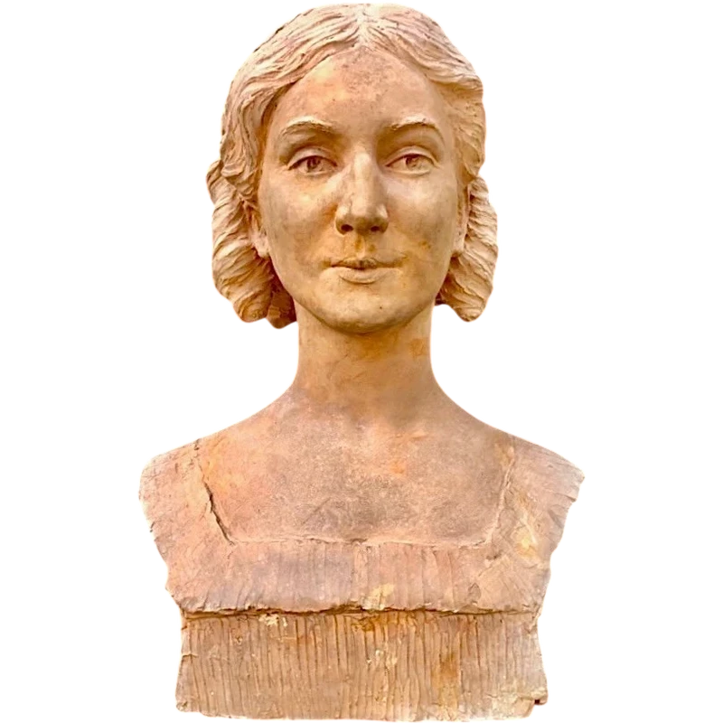 Terracotta bust,female figure,signed Georges Laethier (1875-1955)