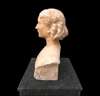 Terracotta bust,female figure,signed Georges Laethier (1875-1955)