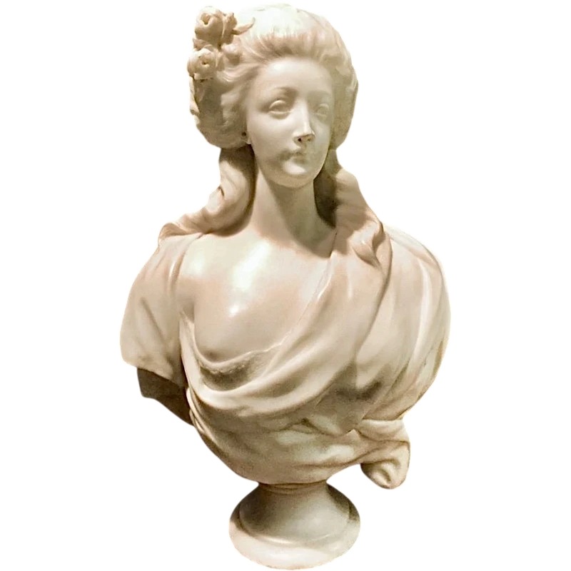 Sculpture en marbre représentant le buste d'une femme noble.