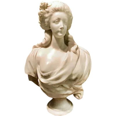 Scultura in marmo raffigurante busto di nobildonna.Francia.