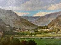 Dipinto ad olio su tela raffigurante Lourdes. Francia