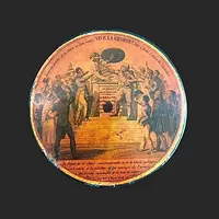 Boîte à tabac en papier mâché avec scène révolutionnaire et inscription