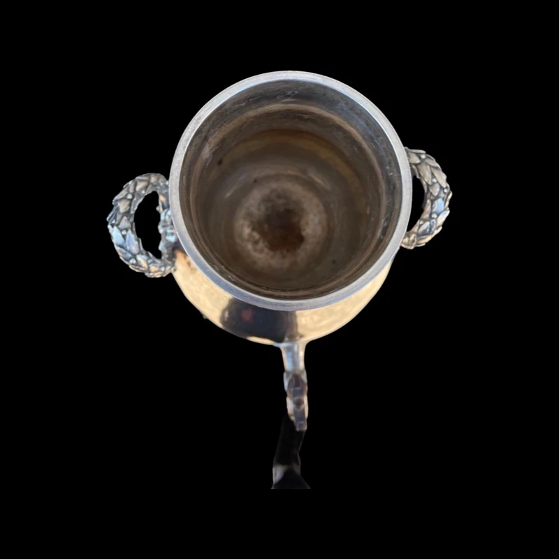 Samovar en bronze argenté avec anses en couronnes de feuilles et motifs végétaux art nouveau
