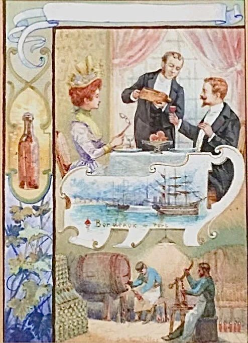 série de 6 temperas sur papier encadrées de scènes sur la production du vin.France.E.Auger.