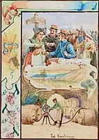 série de 6 temperas sur papier encadrées de scènes sur la production du vin.France.E.Auger.