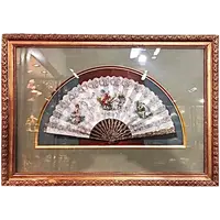 Tempera painting on cardboard depicting a fan with gallant scenes