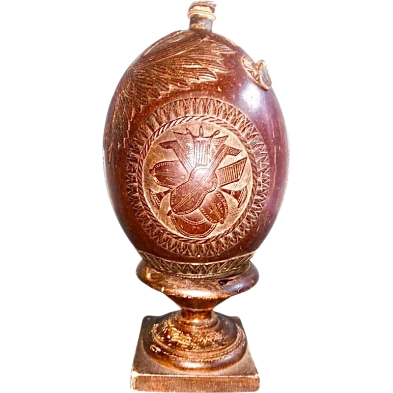 Engraved coconut powder box.