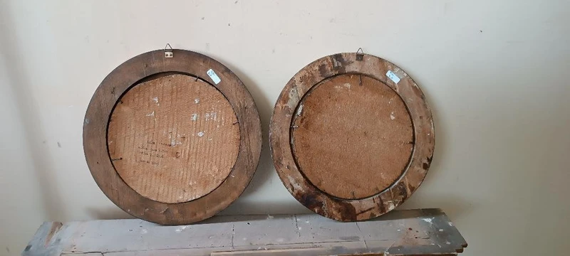 Paire de tableaux anciens technique ( arte povera ) venise 18eme siecle
