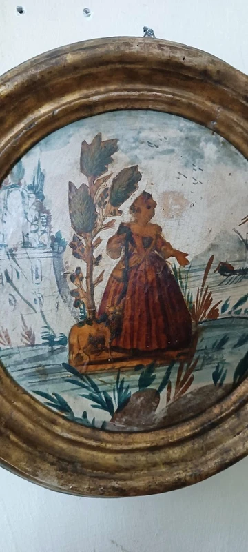 Paire de tableaux anciens technique ( arte povera ) venise 18eme siecle