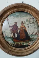 Paire de tableaux anciens technique ( arte povera ) venise 18eme siecle
