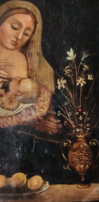 Madonna of milk painting on copper from the 18th century (Italy)