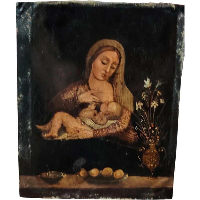 Madonna of milk painting on copper from the 18th century (Italy)