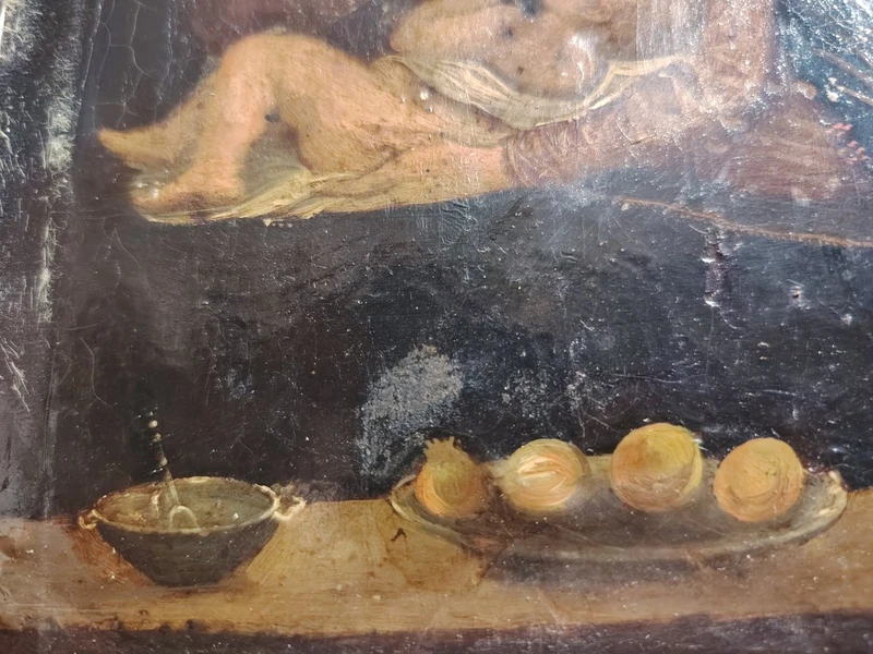 Madonna of milk painting on copper from the 18th century (Italy)
