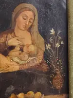 Madonna of milk painting on copper from the 18th century (Italy)