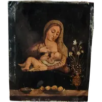 Madonna of milk painting on copper from the 18th century (Italy)