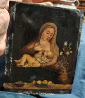 Madonna of milk painting on copper from the 18th century (Italy)