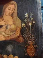 Madonna of milk painting on copper from the 18th century (Italy)