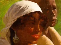 Ritratto orientalista di due figure femminili africane, Cesare Biseo (Roma 1843 - 1909)