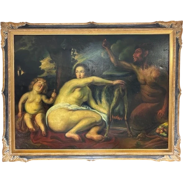 Olio su tela . L’infanzia di Zeus o di Giove . Primi 800