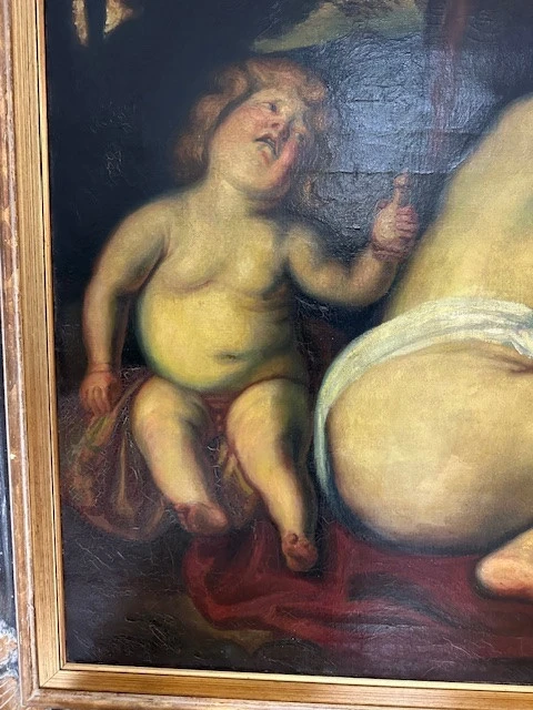 Olio su tela . L’infanzia di Zeus o di Giove . Primi 800
