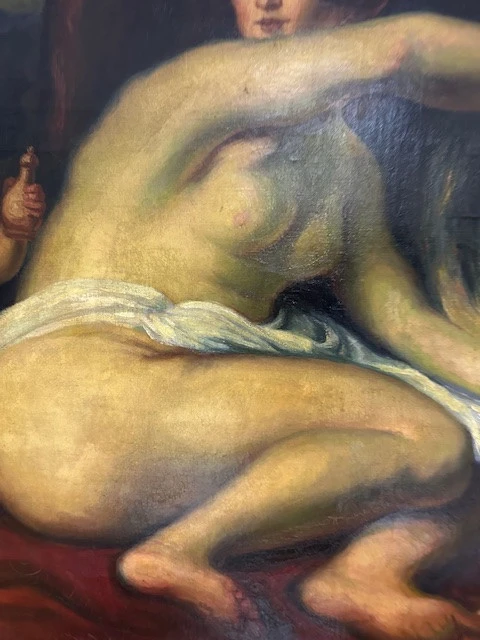 Olio su tela . L’infanzia di Zeus o di Giove . Primi 800
