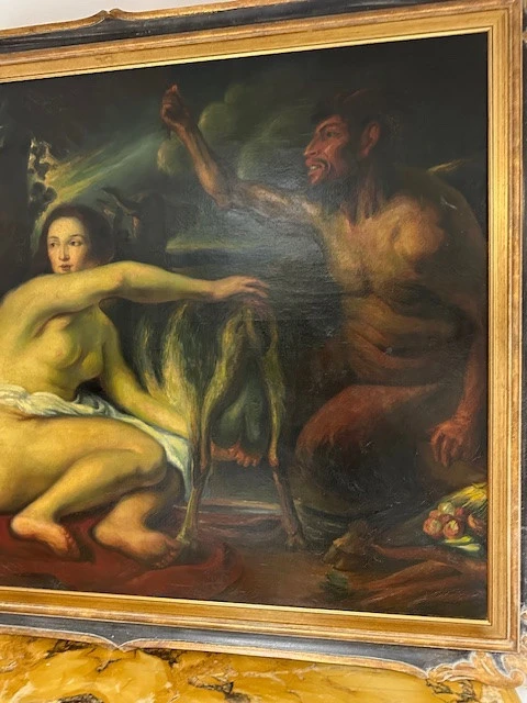 Olio su tela . L’infanzia di Zeus o di Giove . Primi 800