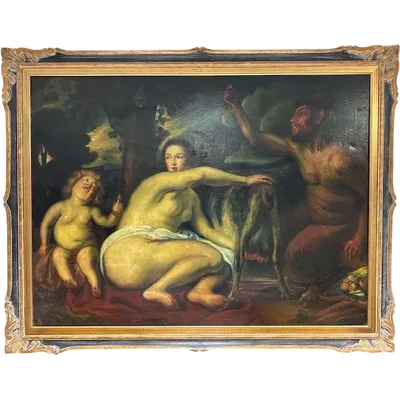 Olio su tela . L’infanzia di Zeus o di Giove . Primi 800