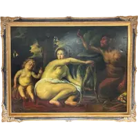 Olio su tela . L’infanzia di Zeus o di Giove . Primi 800