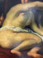 Olio su tela . L’infanzia di Zeus o di Giove . Primi 800