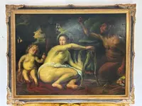 Olio su tela . L’infanzia di Zeus o di Giove . Primi 800