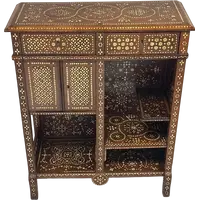 Credenza intarsiata alla maniera di Adriano Brambilla . Milano fine XIX secolo