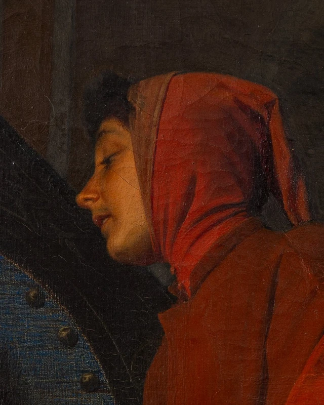 F. Valaperta, Ghismunda e Guiscardo, scena dal Decamerone (Boccaccio), Olio su tela siglato F.V