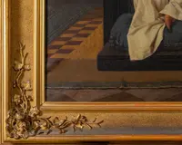 F. Valaperta, Ghismunda e Guiscardo, scena dal Decamerone (Boccaccio), Olio su tela siglato F.V