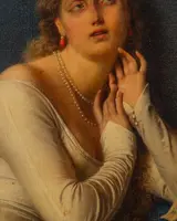 F. Valaperta, Ghismunda e Guiscardo, scena dal Decamerone (Boccaccio), Olio su tela siglato F.V