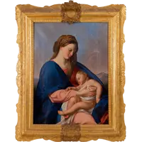 Madonna con Bambino firmata e datata Antonio Boldini 1849, Olio su tela con importante cornice