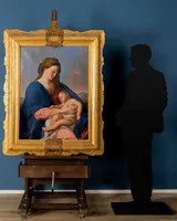 Madonna con Bambino firmata e datata Antonio Boldini 1849, Olio su tela con importante cornice