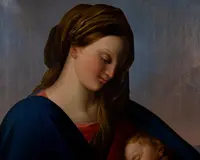 Madonna con Bambino firmata e datata Antonio Boldini 1849, Olio su tela con importante cornice