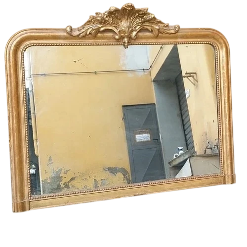 Specchiera Caminiera Luigi Filipp antica Legno Dorata Oro Zecchino Originale