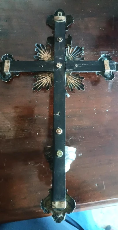 Crucifix ancien, bénitier en argent 19e siècle Naples