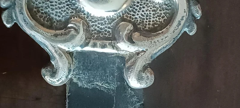 Crucifix ancien, bénitier en argent 19e siècle Naples