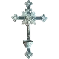 Crucifix ancien, bénitier en argent 19e siècle Naples