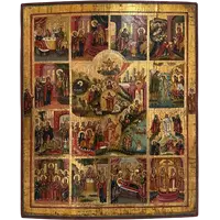The Twelve Feasts - Russian Icon of the 18th Century