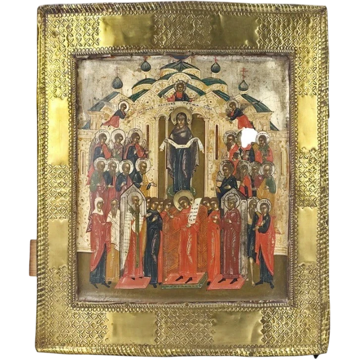 Apparition of the Mother of God of Pokrov - Russian Icon of the 19th Century